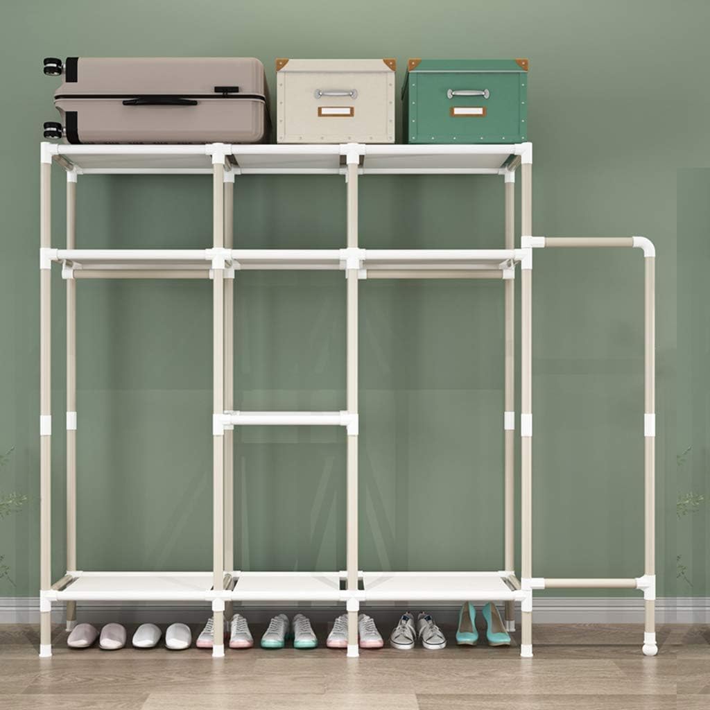 Foldable Closets Canvas Wardrobe Cupboard Clothes Hanging Rail Storage Shelves,168cm*180cm*50cm/110cm*180cm*50cm Two Sizes, 25MM Thick Steel Pipe,Type C-168CM (Type a 110CM)