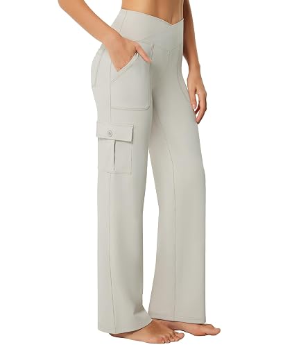 Casei Women's Yoga Pants with 6 Pockets Wide Leg Cargo Pants 28'/30'/32'