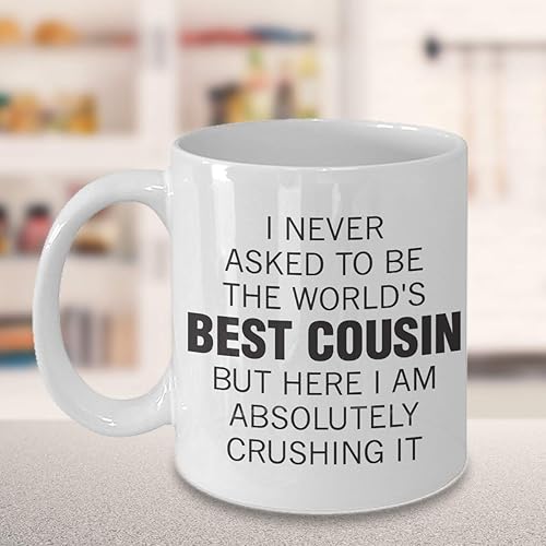 Miniatura 3 de Taza de café con texto en inglés "I Never Ask to Be the World's Best Cousin – Taza de café, la mejor idea de regalo de cumpleaños, día festivo,