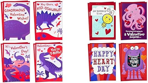 Miniatura 9 de Hallmark Tarjetas de San Valentín para la escuela de niños, dinosaurios (8 aulas de San Valentín con sobres)