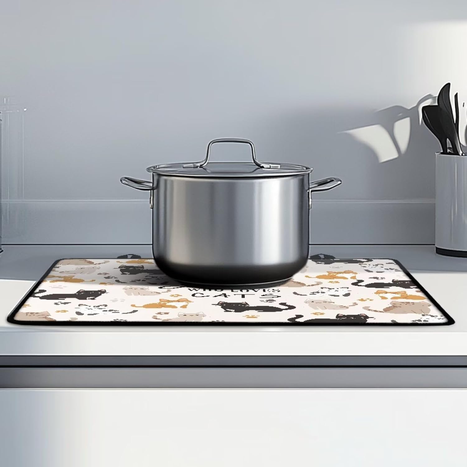 Just A Girl Who Like Cats Print Stove Top Covers for Electric Stove 29.18 x 20.96 inch Stovetop Protector Pad Anti-Slip Glass Cooktop Cover Multipurpose Coffee Machine Mat