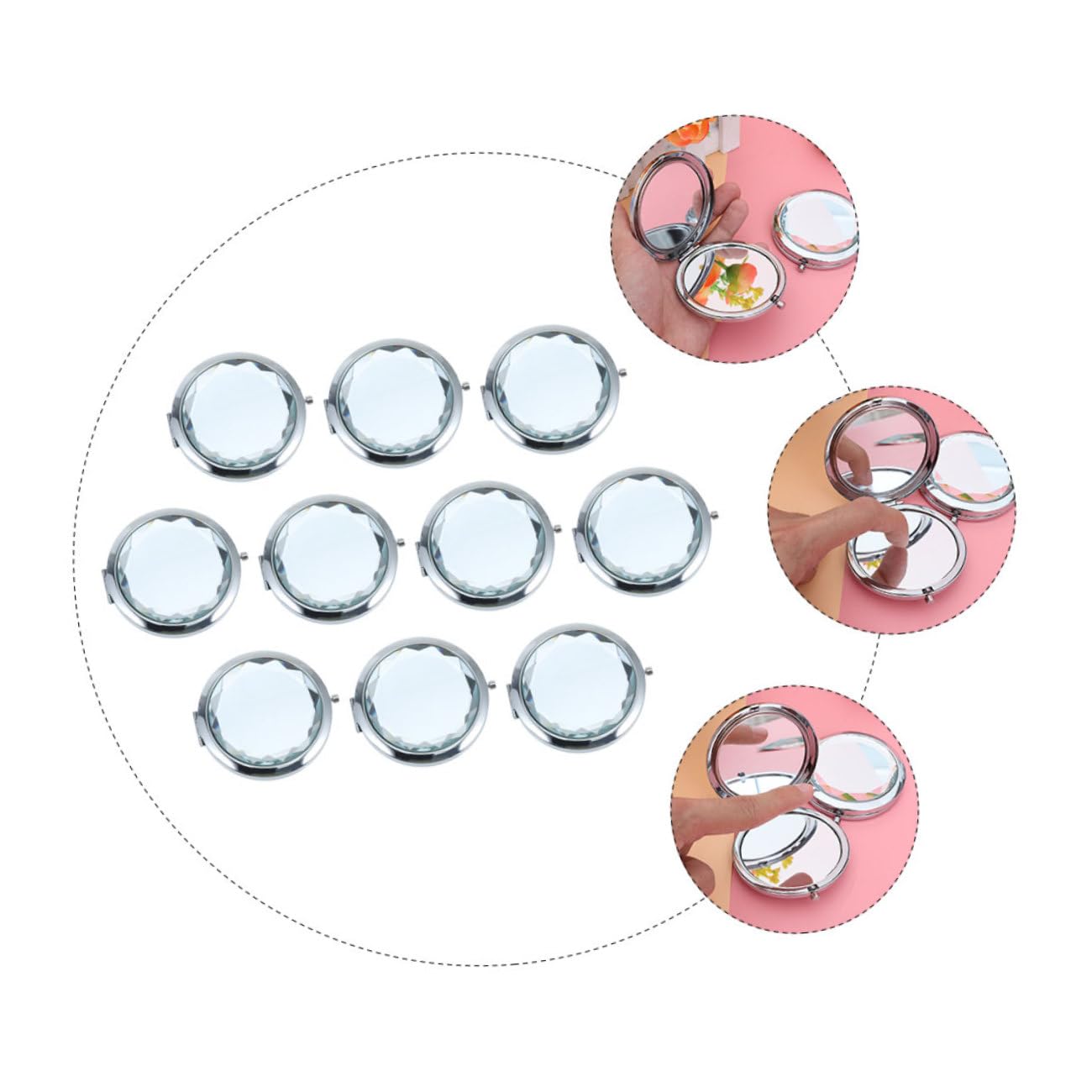 BESTYASH 10stücke Kosmetikspiegel Tragbar Facher Vergrößerung für Make-up für Reisen Partys und Tägliche Verwendung Hochwertiges Design