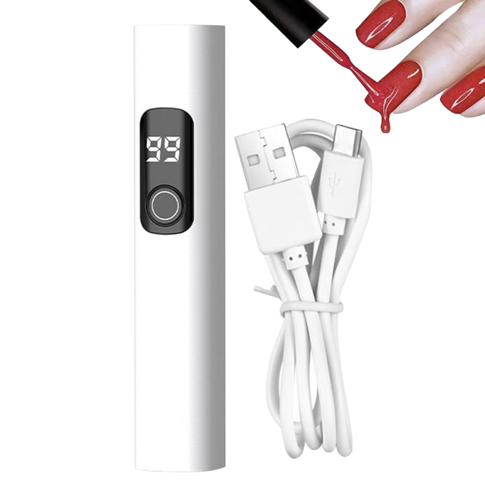Mini lampada UV ricaricabile, 4,29 x 0,83 x 0,83 x 0,83 in Digital Display Nail Dryer, Timing Led, Reusable Equipment for Manicure Pedicure Studio Salon Travel Camping Airplane