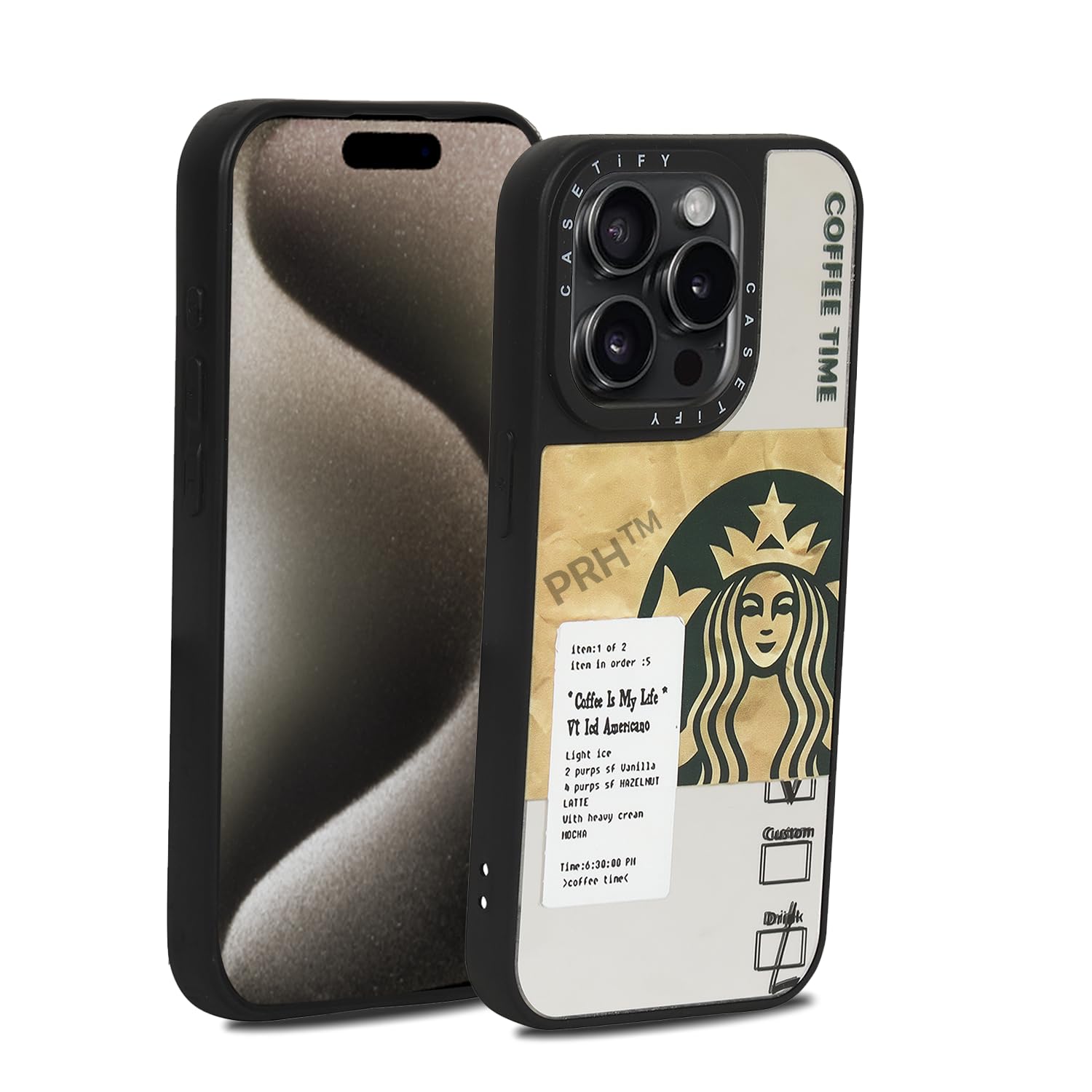 PHONE RING HOLDER Designed for iPhone 15 Pro Max Cover | Case Camera and Drop Protection Thin Protective Clear Back Cover Case (TPU + Polycarbonate iPhone 15 Pro Max, Coffee Time) (B0CPQ88JVY) Amazon Price History, Amazon Price Tracker