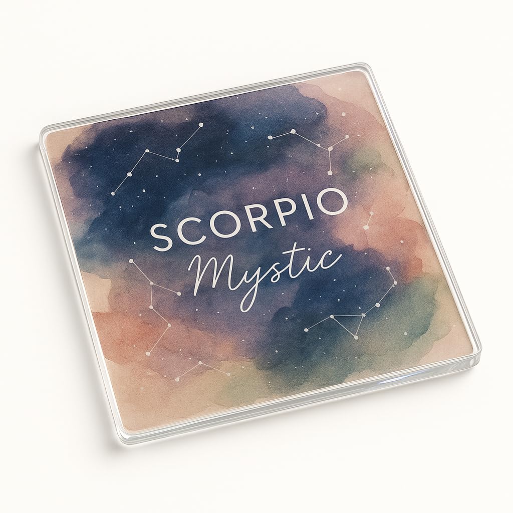 The Plum Penguin Scorpio Mystic Unique Acrylic Coaster Gift - Zodiac Scorpiocelestial Minimalist Design With Boho Aesthetics For Home Decor