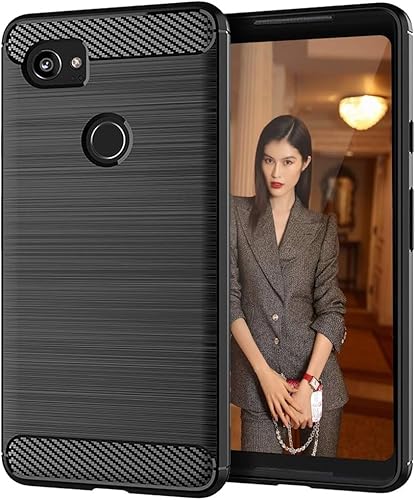 CruzerLite Case for Pixel 2 XL - Carbon Fiber Shock Absorption Slim Case - Black