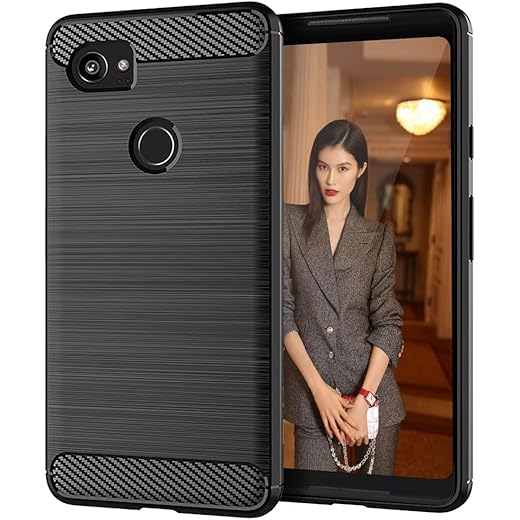 CruzerLite Case for Pixel 2 XL - Carbon Fiber Shock Absorption Slim Case - Black