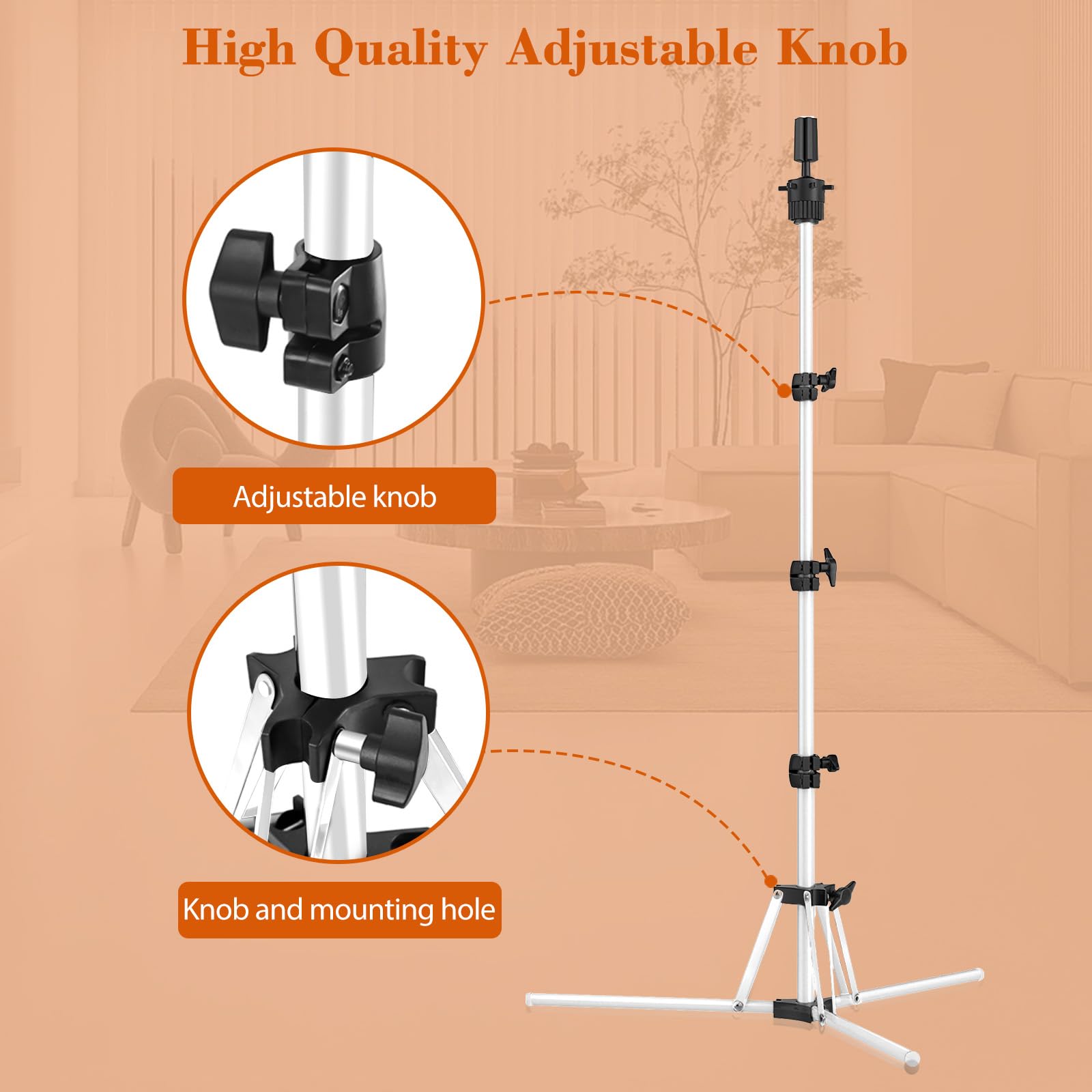 Soporte Para Pelucas Y Cabezas De Maniquí Con Bolsa De Transporte,20"/50cm-63/160cm Trípode Ajustable En Altura,Ideal Para Cabezas De Maniquí(Blanco)