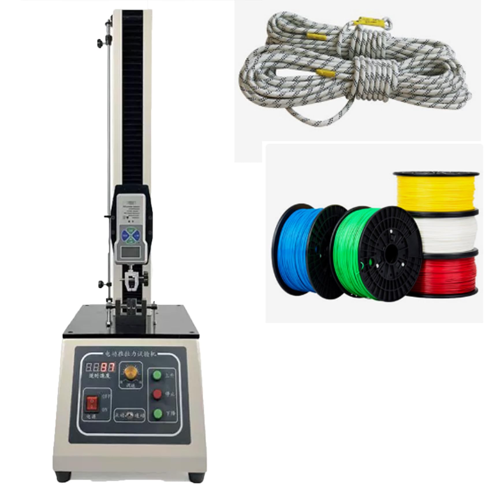 Jauge de force numérique Push Pull, capacité 10-2000N, support manuel, course de 450 mm, 5 sondes, fonction de sortie, affichage clair, idéal pour textiles et sports