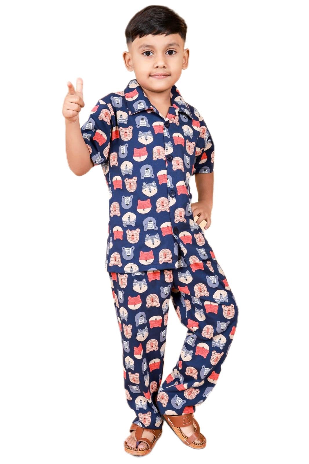 Short Sleeves Kids Night Suits Blue