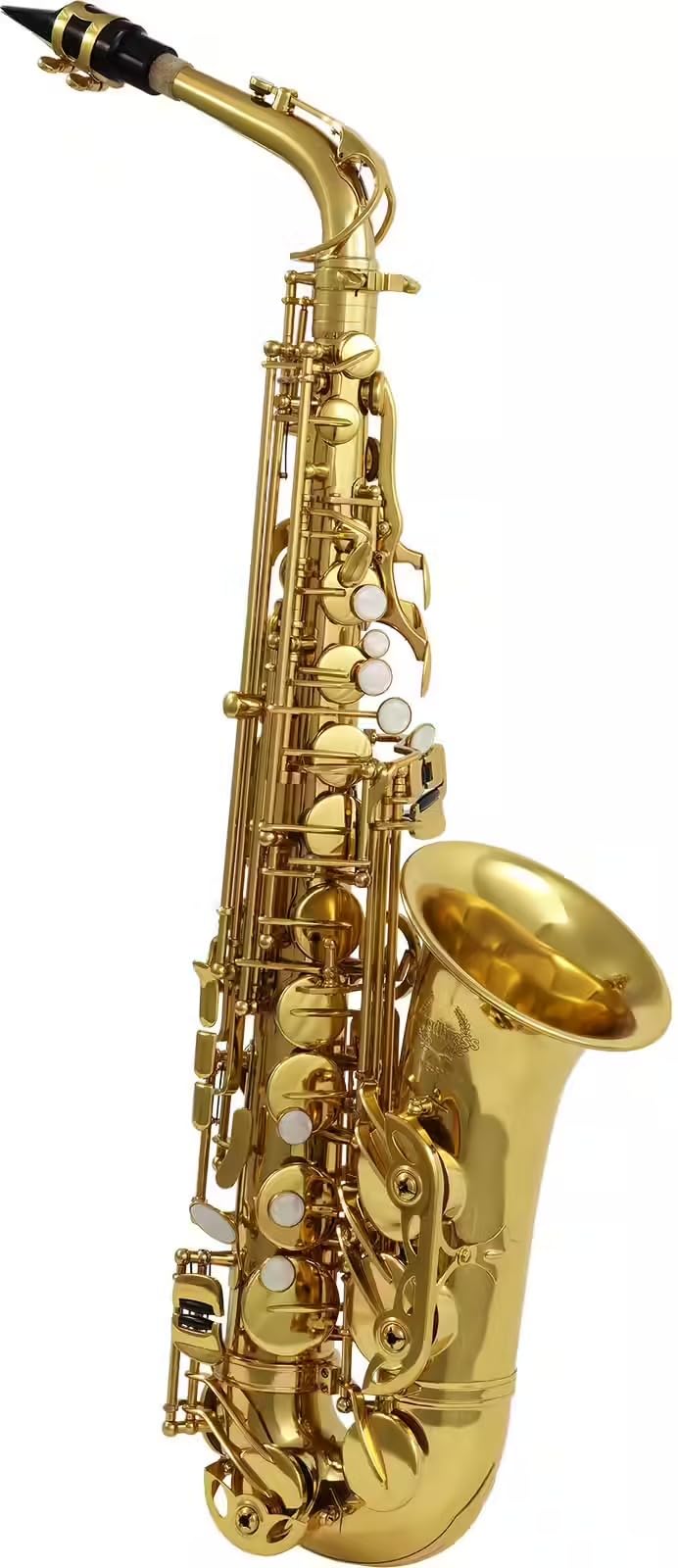 Woodbrass WSA300 – Saxophone Alto Mi♭ Verni – Instrument à vent Saxo d'étude Débutant Prêt à Jouer, Laiton Verni, Sonorité Supérieure, Étui & Accessoires Inclus