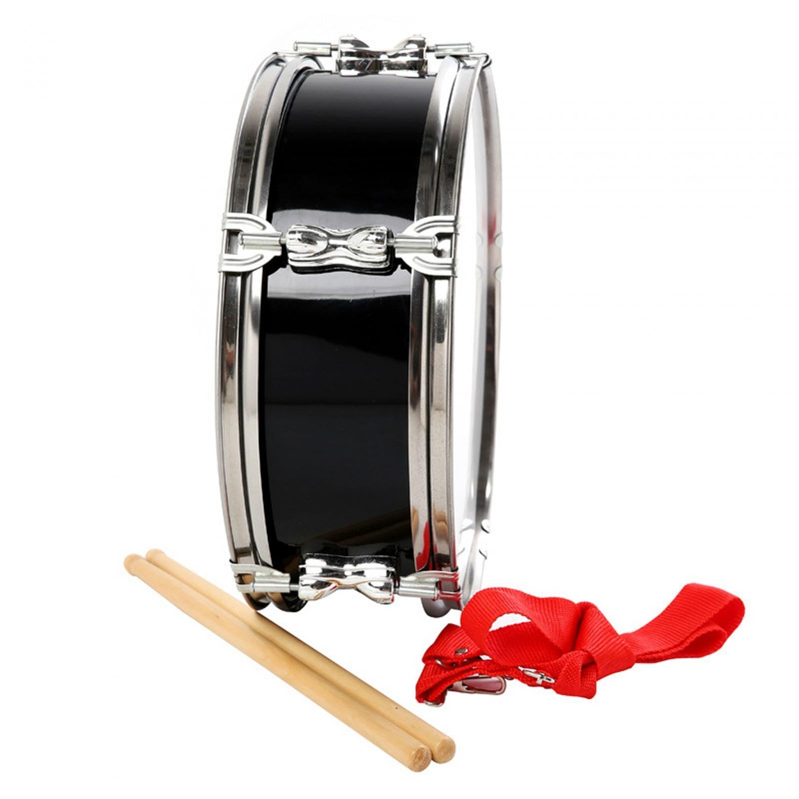 kowaku Instrumento de Percusión de Tambor de 13 Pulgadas con Correa para El Hombro Tambores de Música Portátiles Instrumentos Musicales para Niños Principian, Negro
