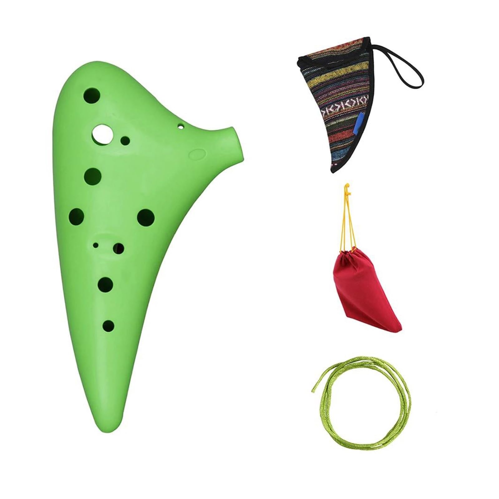 Okaryna 12 Otworowa Plastikowy Instrument ABS Z Futerałem Odpowiednia Dla Początkujących Kolorowa(Green)