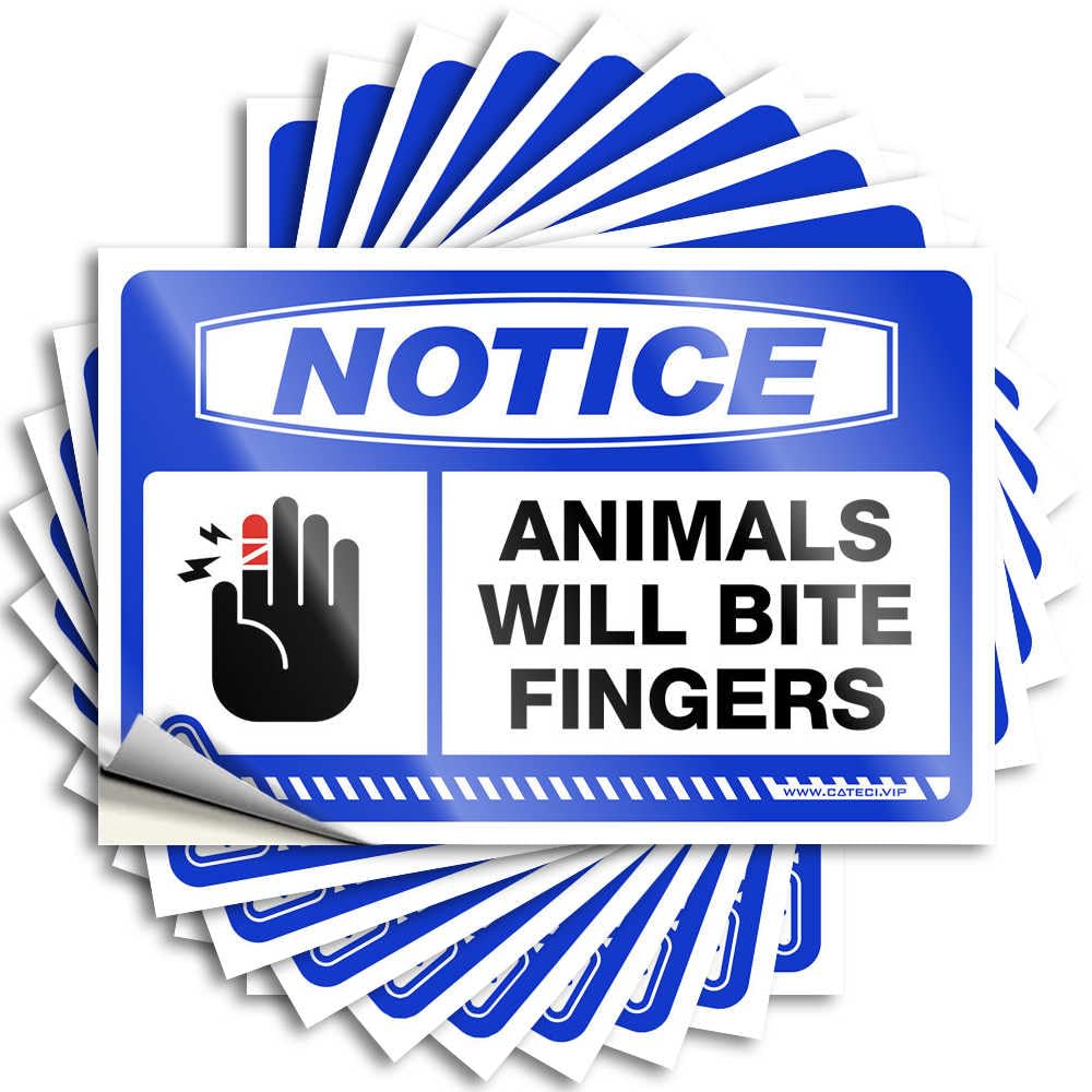 Notice Animals Will Bite Fingers Affirmation Funny Sticker | Halloween Waterproof Vinyl Tumbler Gamer Removable Decal Peel Stick(12X18CM)