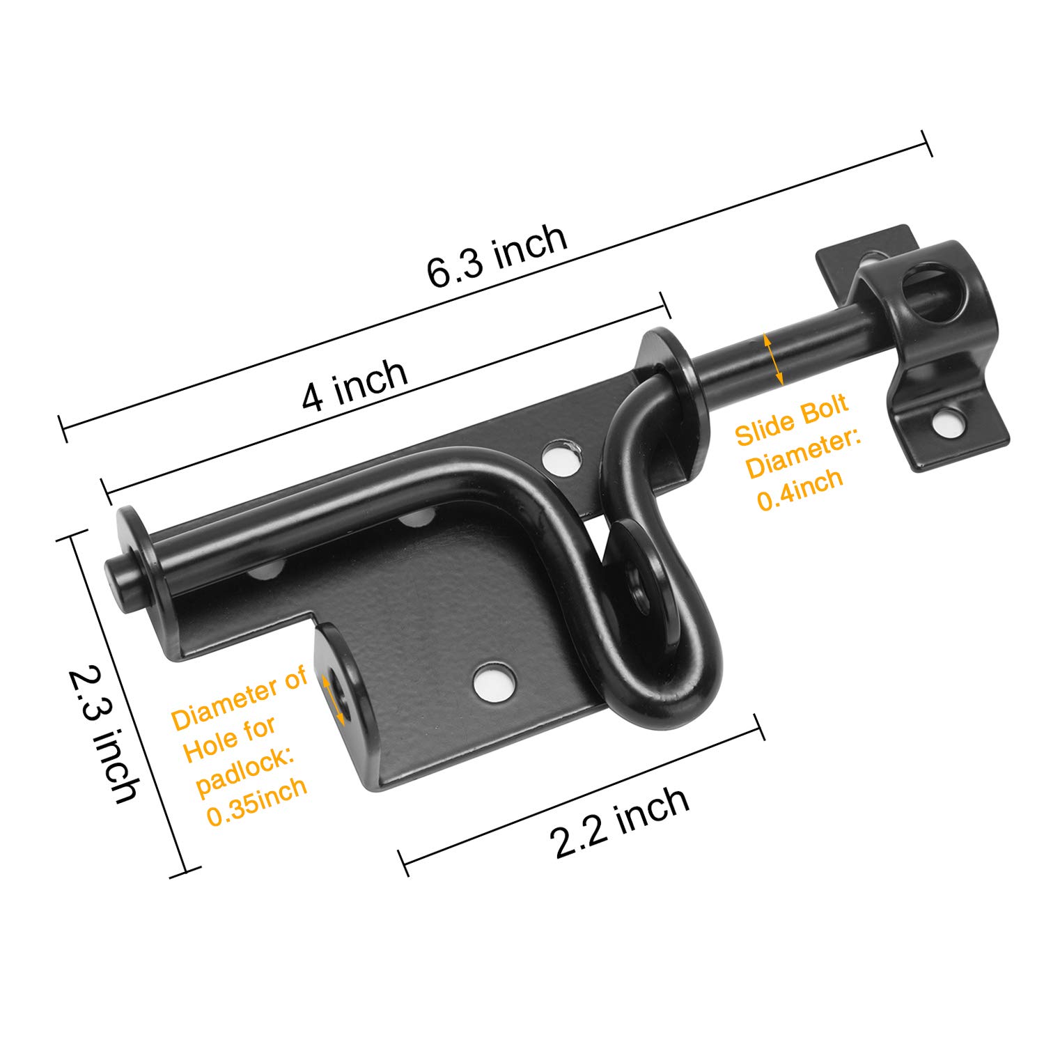 Heavy Duty Sliding Gate Latch Metal Slide Action Bolt Gate Latch for Wooden Fences Shed Barn