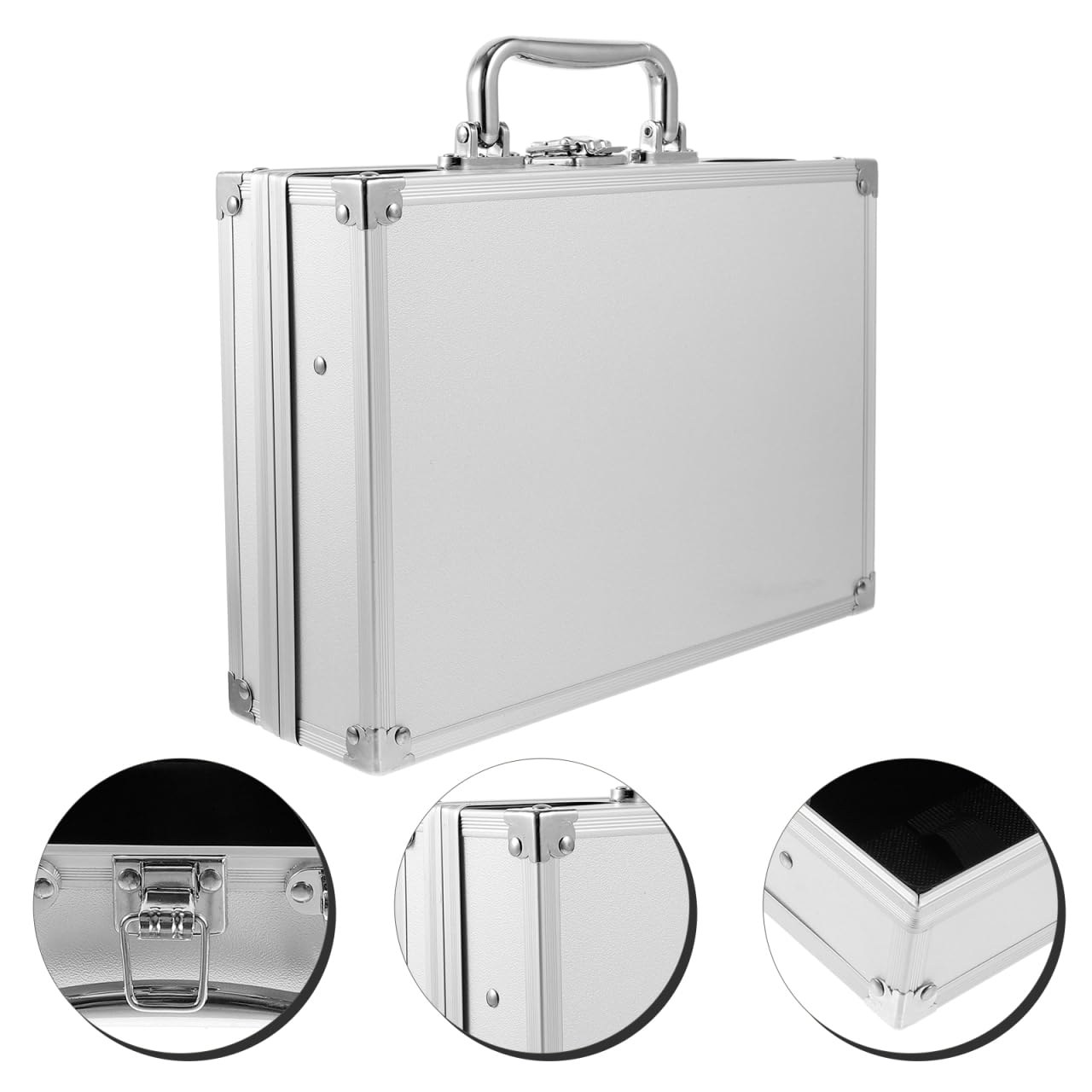 Housoutil Caja de almacenamiento de instrumentos de metal, maletín de herramientas para hombres, maletín de aluminio, maletín de transporte de aluminio, maletín de aluminio, maletín de metal, maleta,
