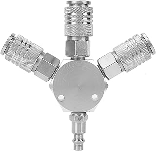 Mangueira de ar de 3 vias forte e durável, conector rápido prático de 3 vias, adaptador divisor de conector de mangueira de jardim para válvula de desligamento de latão sólido Heady Duty
