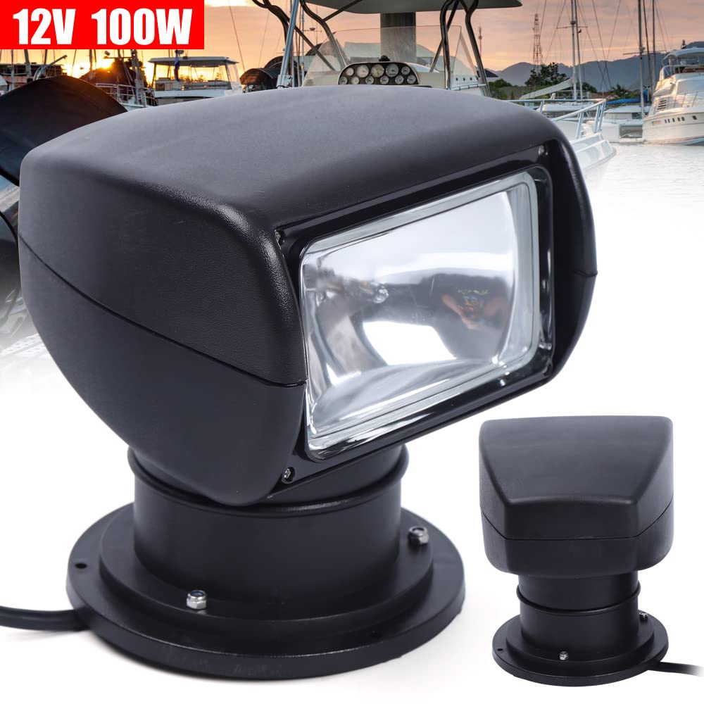 12 V 100 W faro di ricerca per yacht nero telecomando impermeabile 360 gradi orientabile Luminous Flux 2500LM