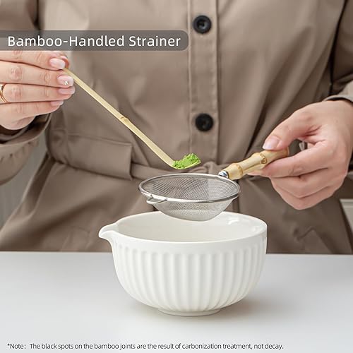 Miniatura 2 de Matcha Whisk Set, Matcha Set Includes Ceramic Matcha Bowl, Matcha Whisk and Holder, Bamboo Scoop, Sifter, Scoop Rest and Tea Towel - 7 Pcs Matcha
