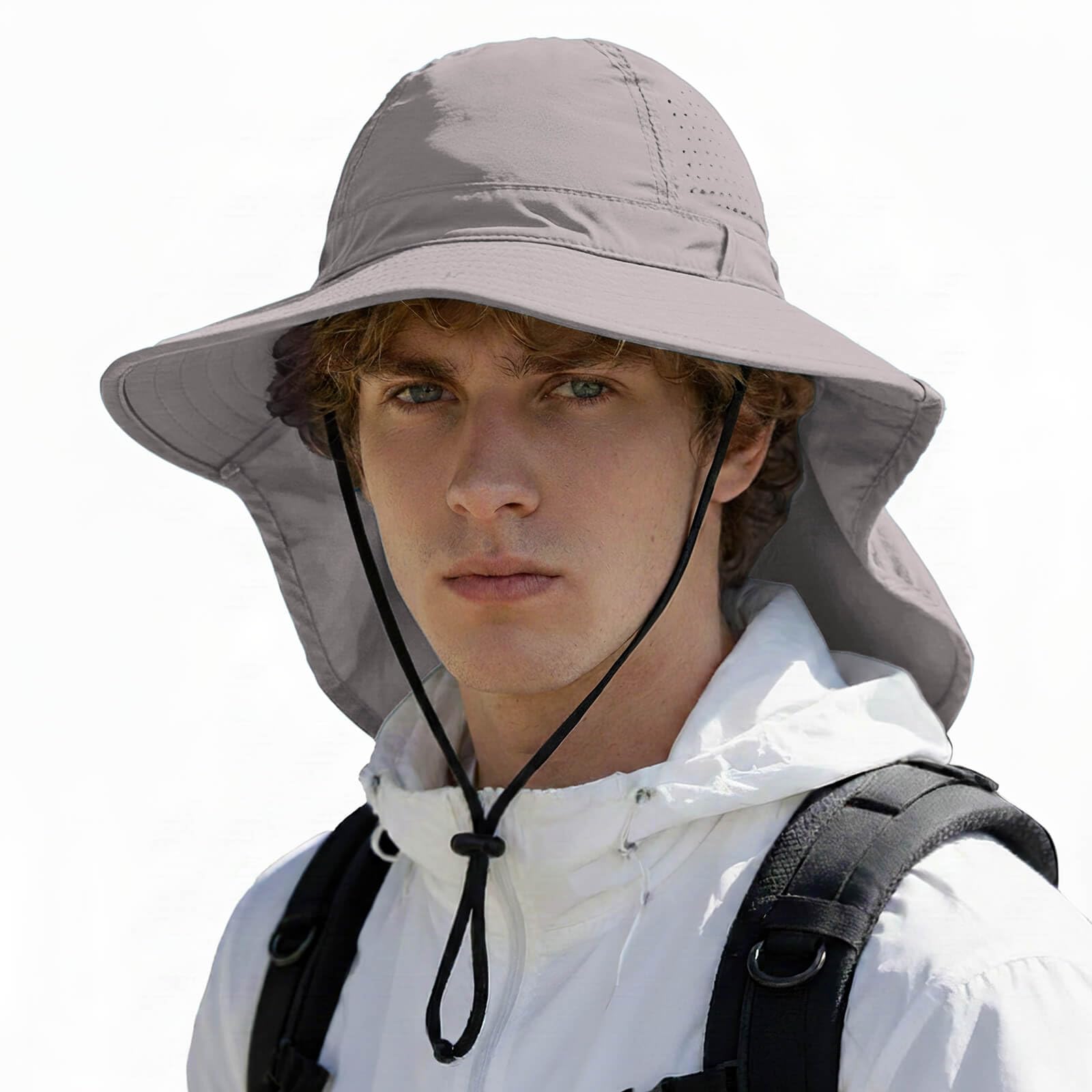 DRESHOW Chapeau de Soleil Pliable Anti-UV Femme avec Rabat Cou Large Visière UPF 50+