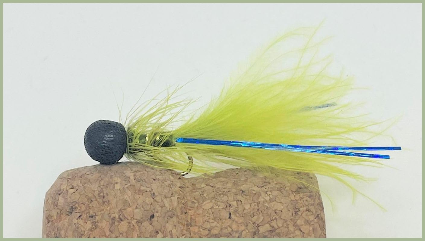 12 Pack of Booby Olive Blue Flash Damsel, Booby Fishing Flies, fly fishing, size 10 hook