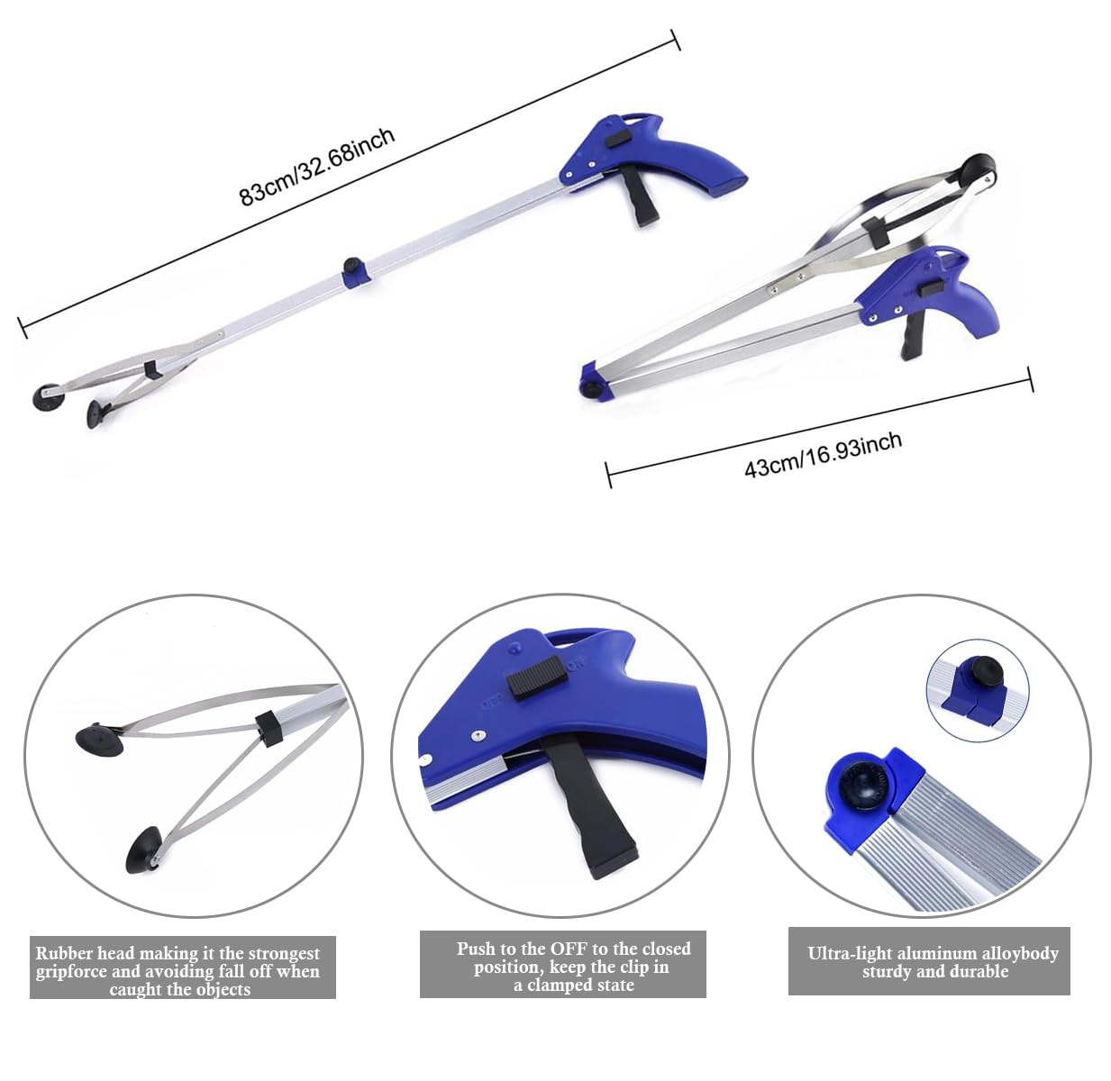 Reacher Grabber, Windspeed Aluminum Suction Cup Grip Grabber Pick Up Tool for Light Bulb Remover, iPad Pick Up, Litter Picker, Trash/Garbage, Garden Nabber, Long Extender 1
