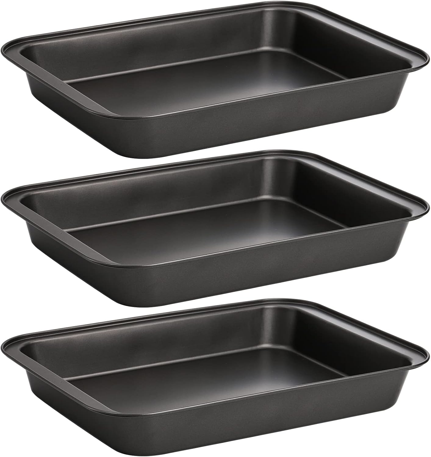 Lyellfe 3 Pack Rectangle Baking Pan, NonStick Cake Pans for Oven, 13 x