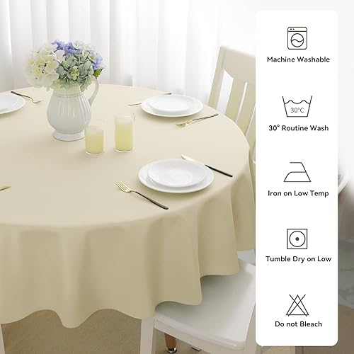 Miniatura 7 de Romanstile Mantel redondo impermeable, resistente a las manchas y sin arrugas, para cocina, comedor, fiesta, boda, uso en interiores y exteriores,