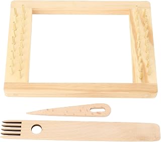 Wooden Weaving Machine with Needle and Pick Stick, Dense Column Weaving Frame for Beginners, Compact 20x15cm Tapestry Knitting for Scarf Sweater Crafting