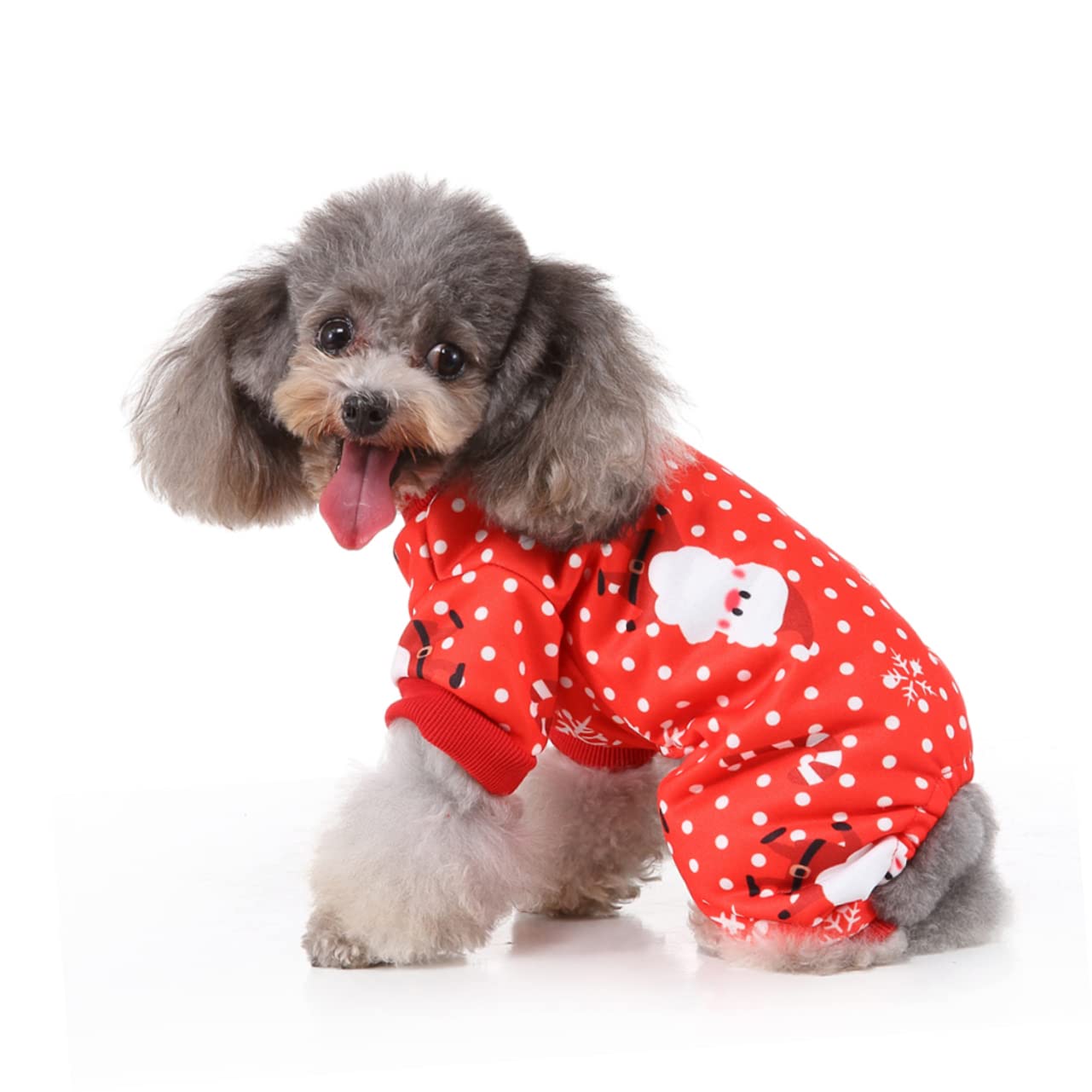 HMJGDHX 2 Pezzi di Vestiti per Cani di Natale Caldo Vestito per Animali Domestici con Motivo Babbo Natale per Panno per Cani da Festa per Cuccioli