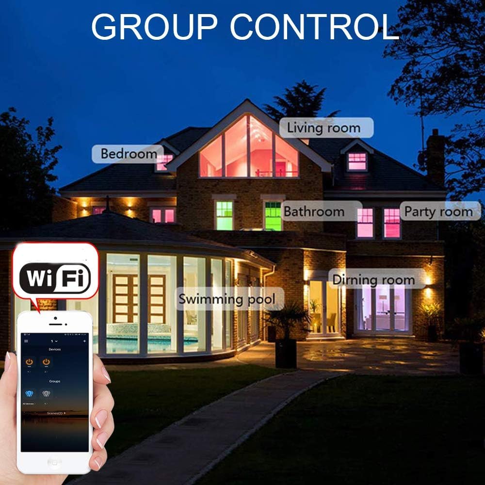 10er WiFi RGBWW Led Bodeneinbauleuchten Terrassenbeleuchtung Bodenstrahler Arbeitet mit Alexa,DC12V Ø31mm LED Einbaustrahler 0.6W LED Boden WiFi Wireless Smart bodeneinbaustrahler