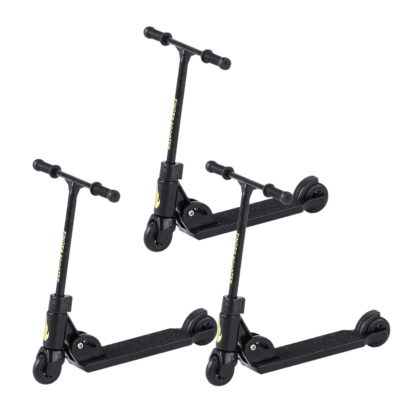 Opemg 3Pcs Black T Head Finger Scooter,2-Wheeled Scooter,Foldable Finger Scooters with Brake,Finger Board Accessories,Finger Toys,Non-Slip Fun Finger Skateboards,Finger Boards and Finger Bikes
