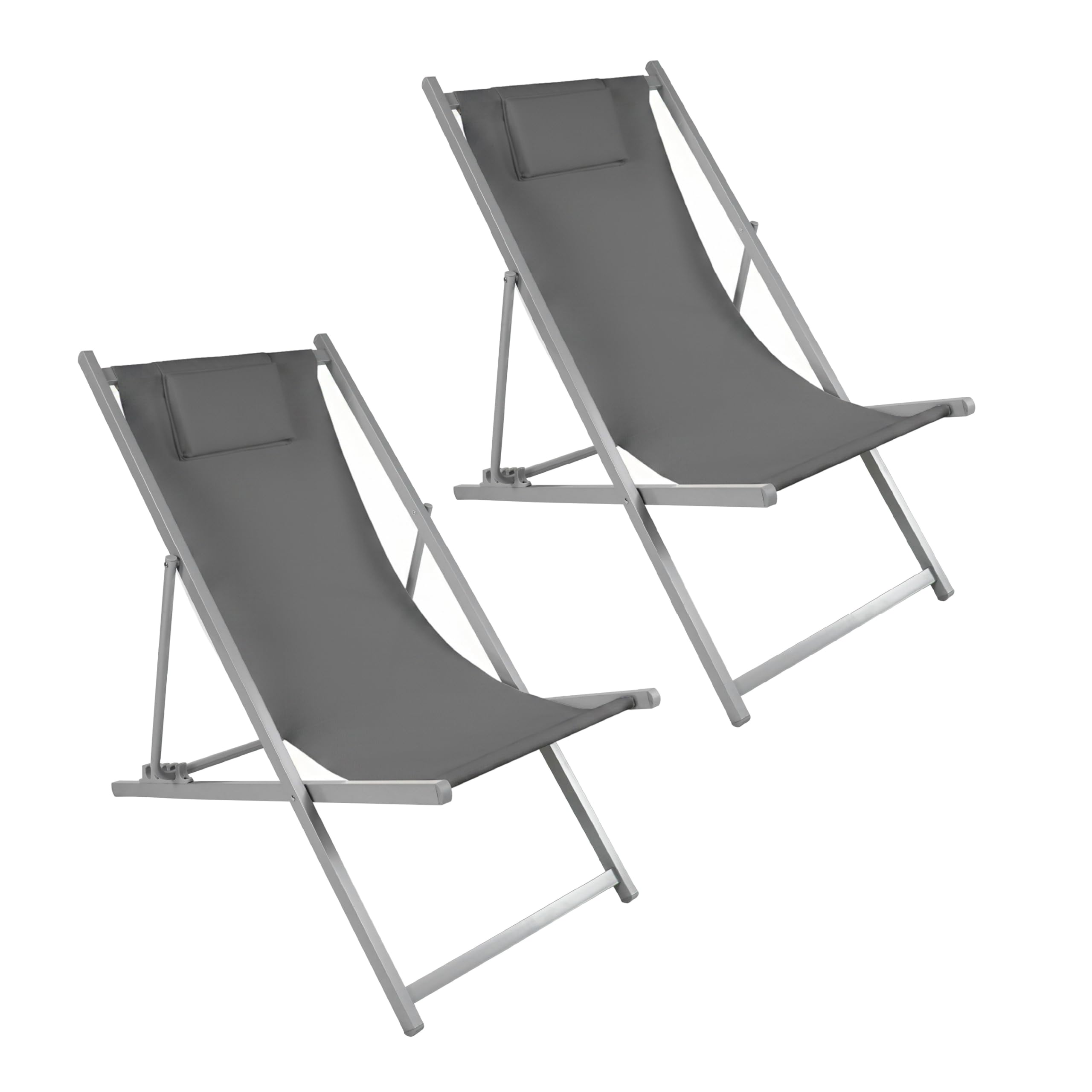 Baroni Home Sdraio da Giardino Pieghevole Reclinabile 60x97x92 cm Grigio
