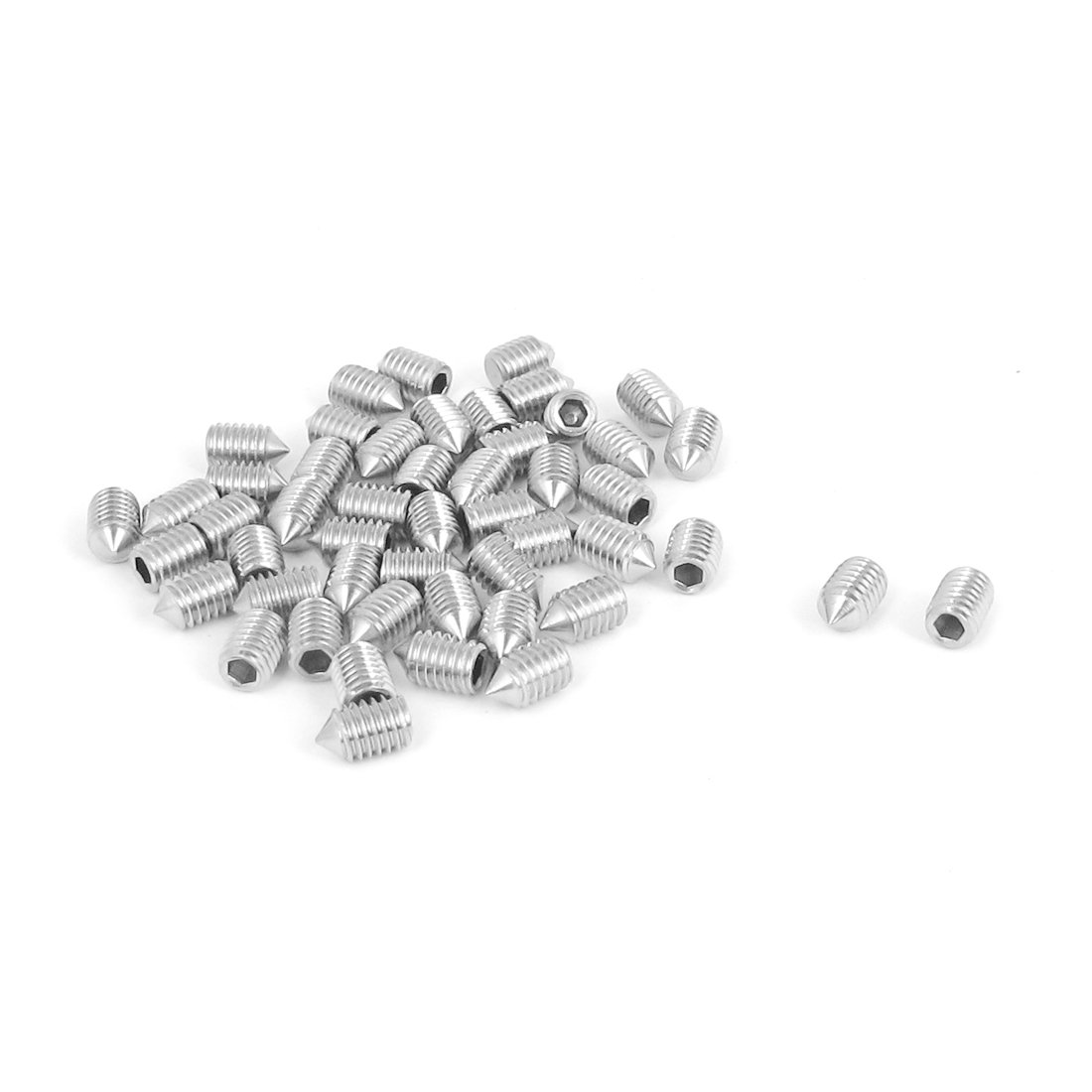 20pcs M5 X 8mm Hex Socket Set Screws – Cone Point Grub Screws, 304 Stainless Steel, Silver