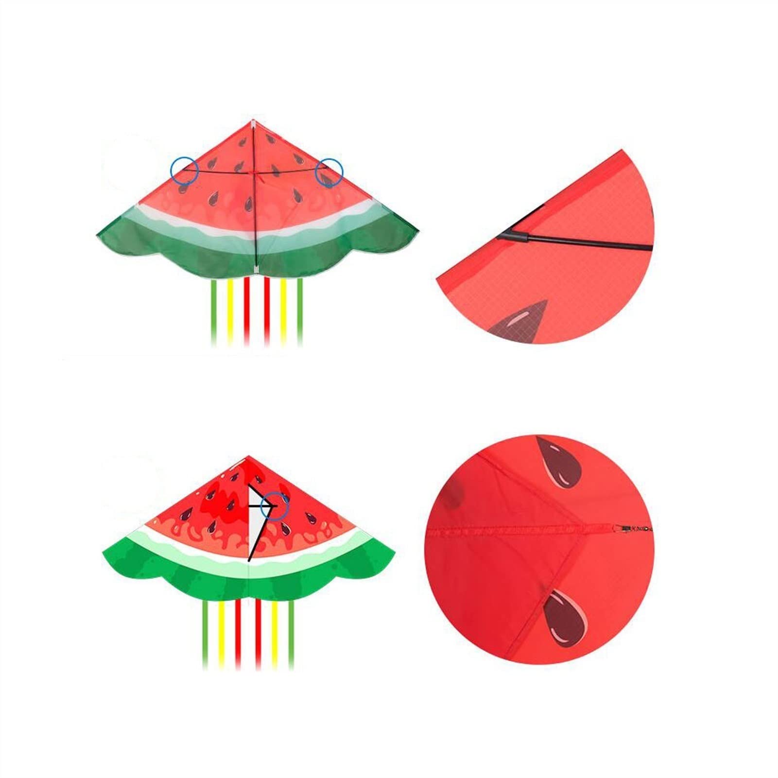 Cometas Fáciles de Volar Gran Creative sandía Kite Kite for Adultos Kite Larga Kite Beach Kite for Adultos Parque Playa Kite squite fácil de despegar Cometa de Juegos al Aire Libre (Color : A)