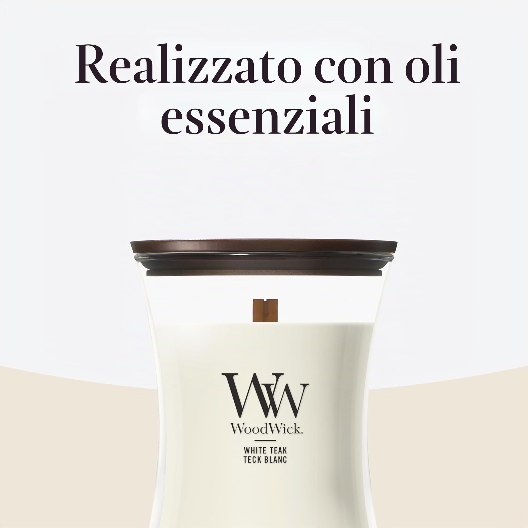 WoodWick | Candela Media | White Teak | Ottimo regalo per donne