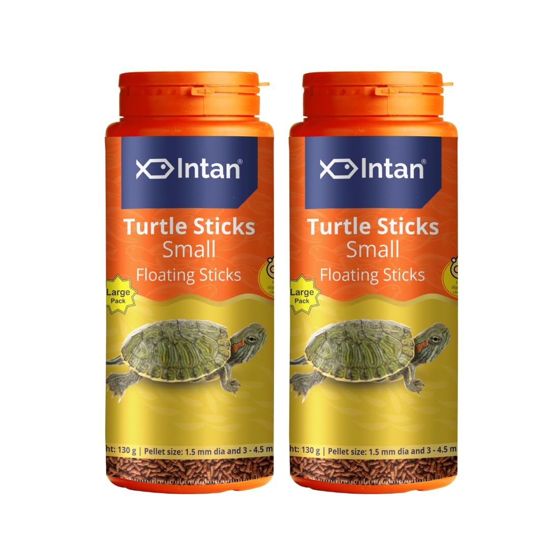 intan turtle food for all life stages for growth & health | small floating sticks suitable for turtles | nutritious feed for better health | 130 gm each, 1.5 mm dia, pack of 2