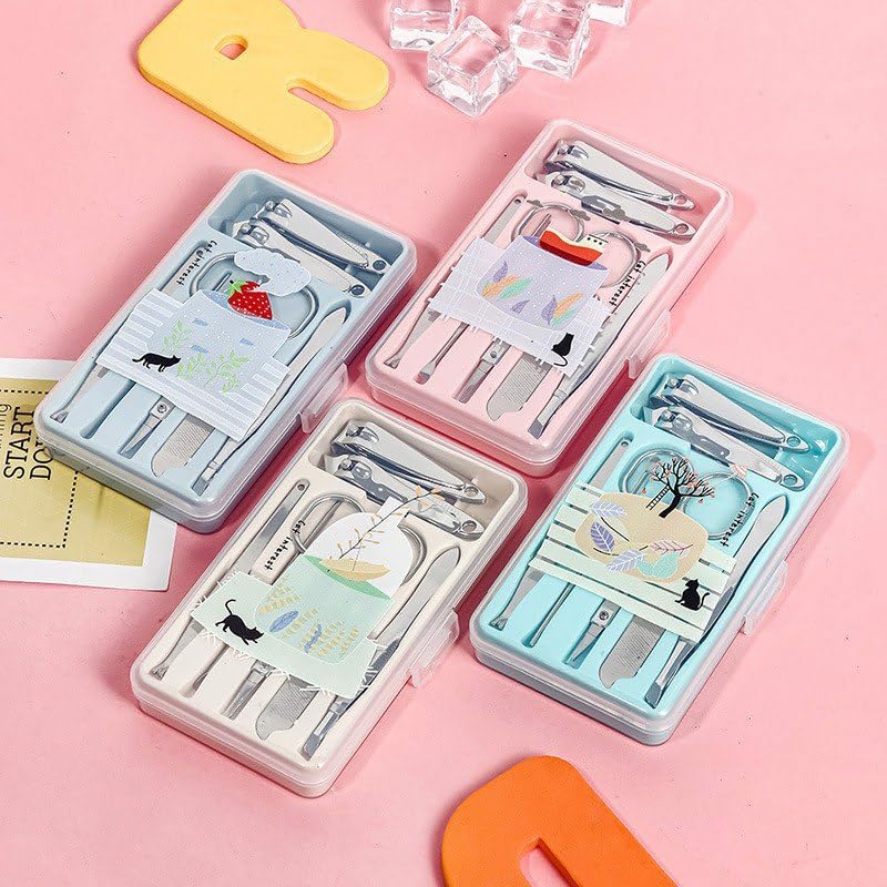 Image of 7pcs Professional Manicure Pedicure Kit Stainless Steel | Nail Clipper Grooming Set with Storage Case | Travel Friendly Nail Care Tools for Men, Women & Teens (Multicolor, 7 in 1)