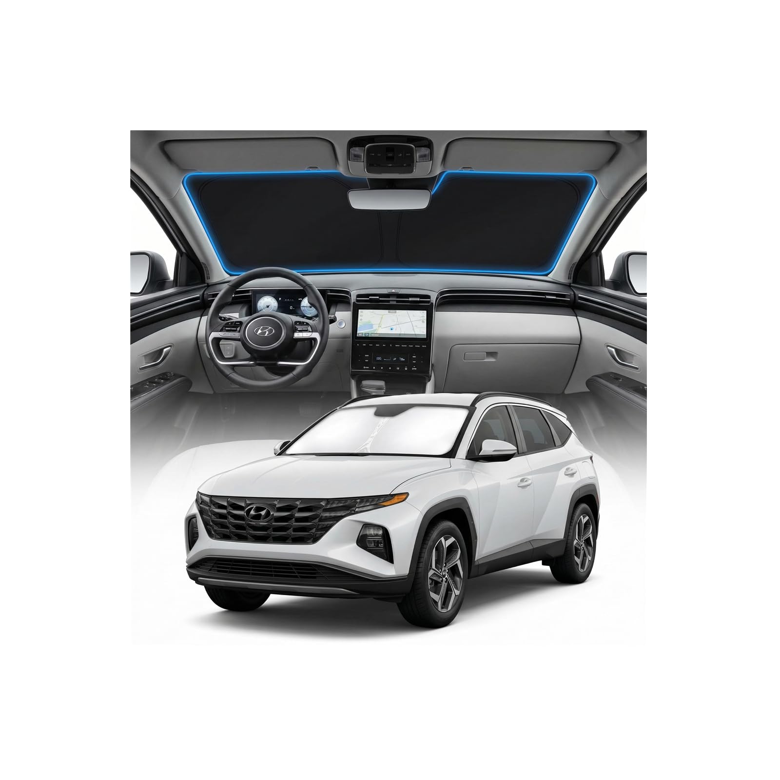 for Ford Bronco Sun Shade Windshield Cover - Custom Fit Bronco Accessories 2021-2024 2025 Sunshade Foldable UV Protection & Heat Shield Sun Visor Accessories — view 90