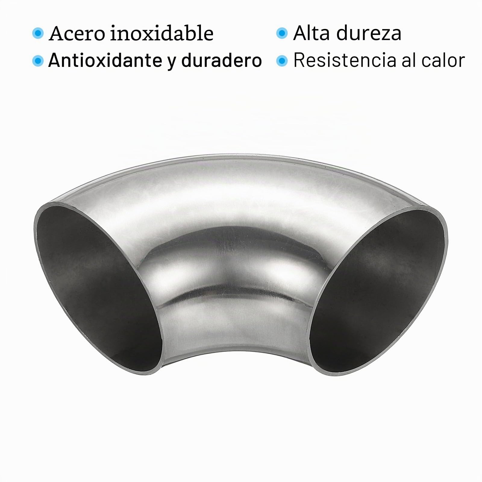 PATIKIL 4 piezas codo curvado con mandril 90 grados, 54mm diámetro exterior, codo escape acero, conector tubería escape, acero inoxidable 304 para tubería escape, barandilla escalera HVAC