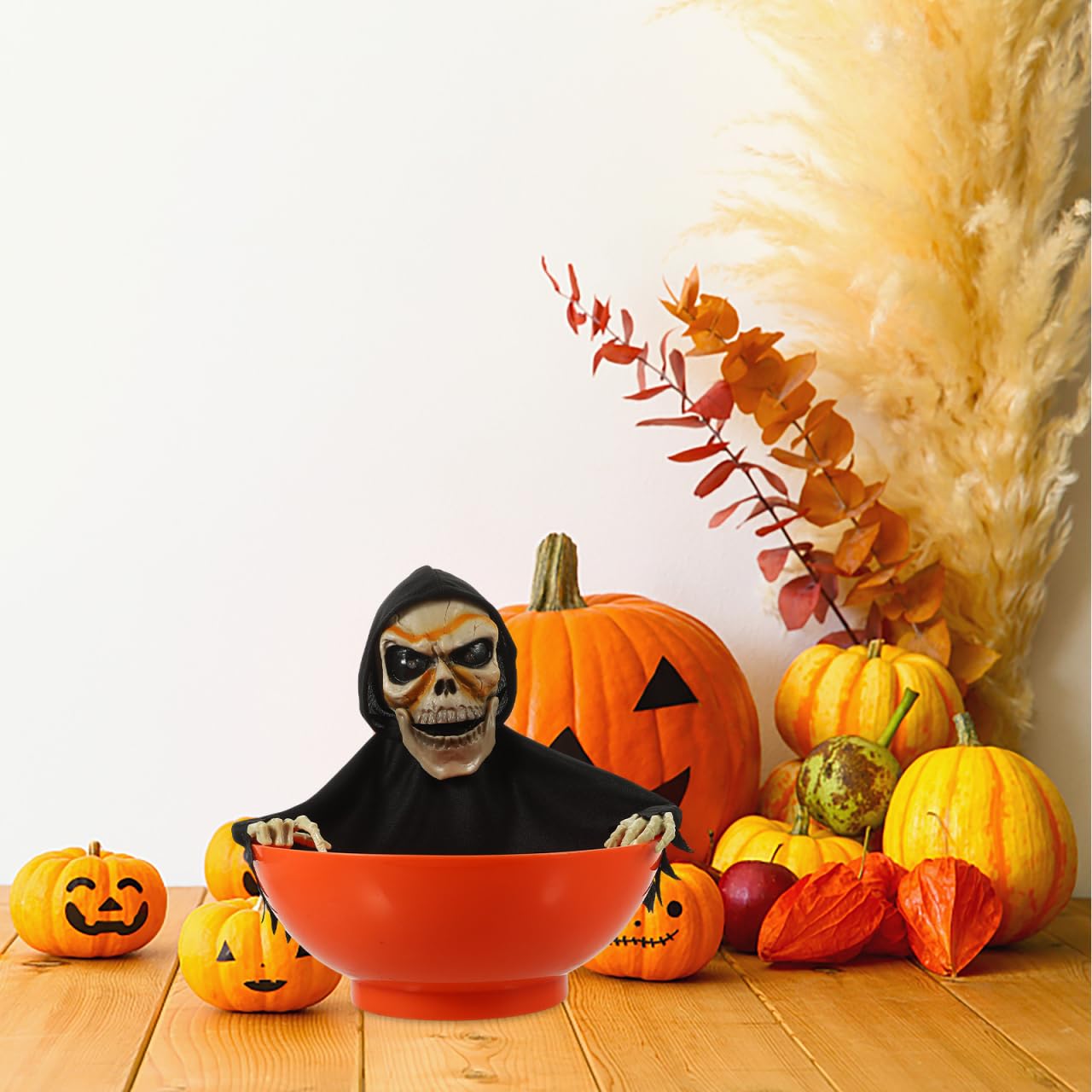 Kisangel -licht Geisterschädel Halloween Süßigkeitenschale Mit Bewegungsaktivierung Für Party- Und Heimdekorationen