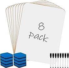 KAHEIGN 8 Pezzi Piccole Lavagne Bianche Cancellabili a Secco, 21CM x 30CM Mini Lavagna Bianca Portatile a Doppia Faccia con 8 Penne e 8 Gomme da Cancellare - per Studente Insegnante Aula Casa Ufficio