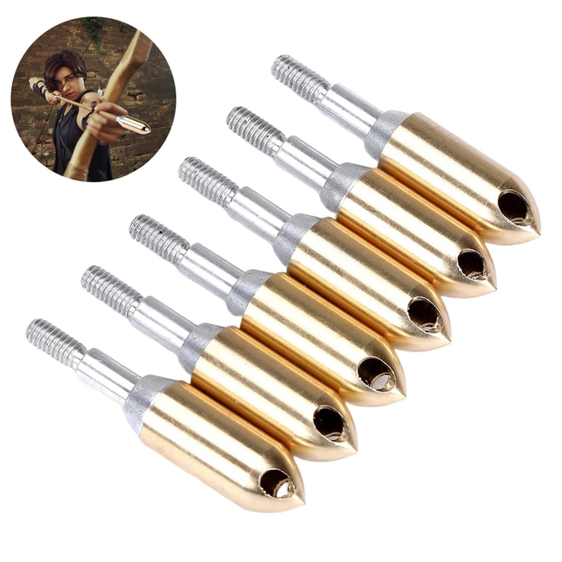 Cabezas de tiro con arco Silbato de cobre Punta de flecha Silbatos para práctica al aire libre Flecha Punta ancha 6PCS tiro con arco punta ancha silbato cabezas de arco puntas de flecha accesorio