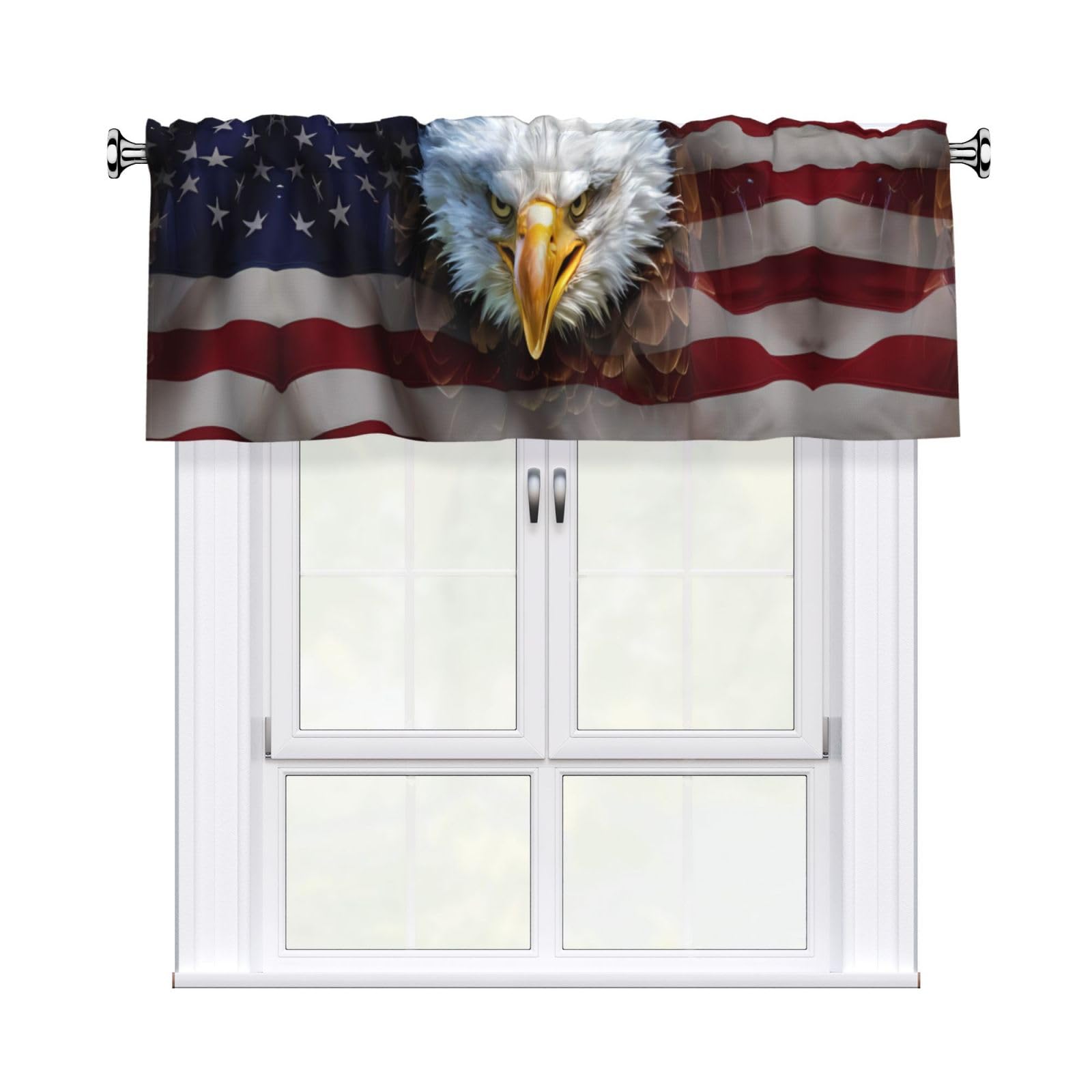 HJFCZH WHJSSF American Bald Eagle Prints 54x18in Curtain Valance - Peach Skin Polyester Kitchen Cover with Light Filtering Floral & 3" Rod Pocket