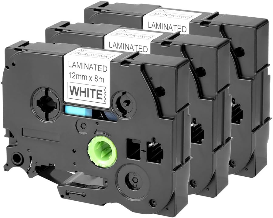 3X Tape Cassette 12mm 8m Compatible for Brother TZe231 TZ231