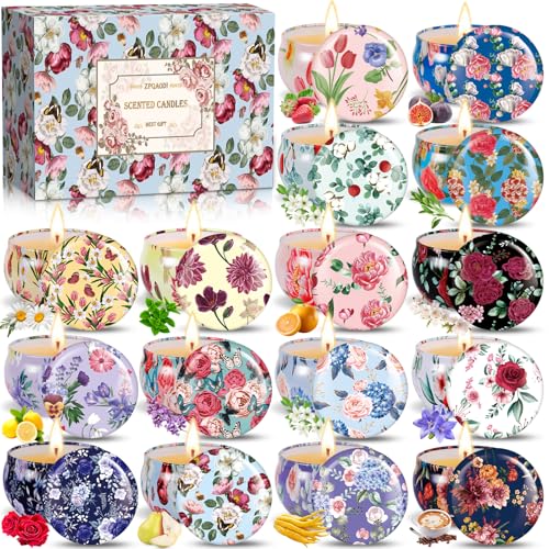 ZPQAODI Velas Aromáticas para Mujer 16 Packs,Perfumadas de Aromaterapia Cera de Soja Regalo Decorativas,Ideas Regalo Mujer,Aromaterapia,Velas Perfumadas Para Regalo Día de la Madre Cumpleaños Yoga