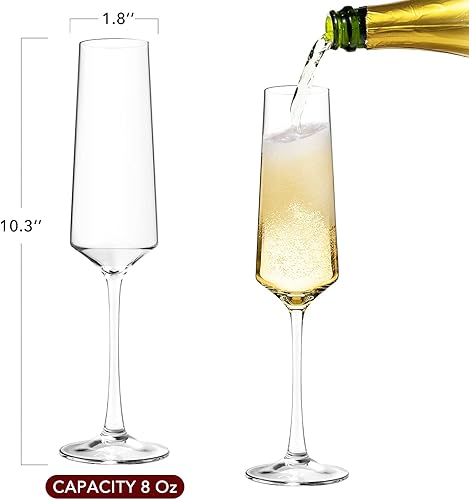 Miniatura 5 de Generic Chouggo - Juego de 6 copas de champán de cristal soplado a mano hechas a mano por artesanos, regalo de cristal premium para cumpleaños, 8