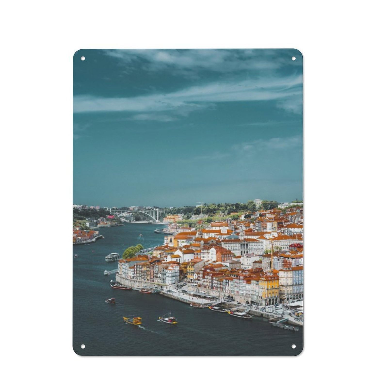 Junmoney Porto Vintage Metal Wall Sign 40X30cm For Studio Or Craft Room, For Vintage Wall Decor Fans, For Metal Sign Collectors