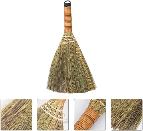 Miniatura 2 de USHOBE 2 piezas de césped natural asiático plumero batidor escoba recogedor cepillo de madera hecho a mano tailandés barredora suave escoba escoba
