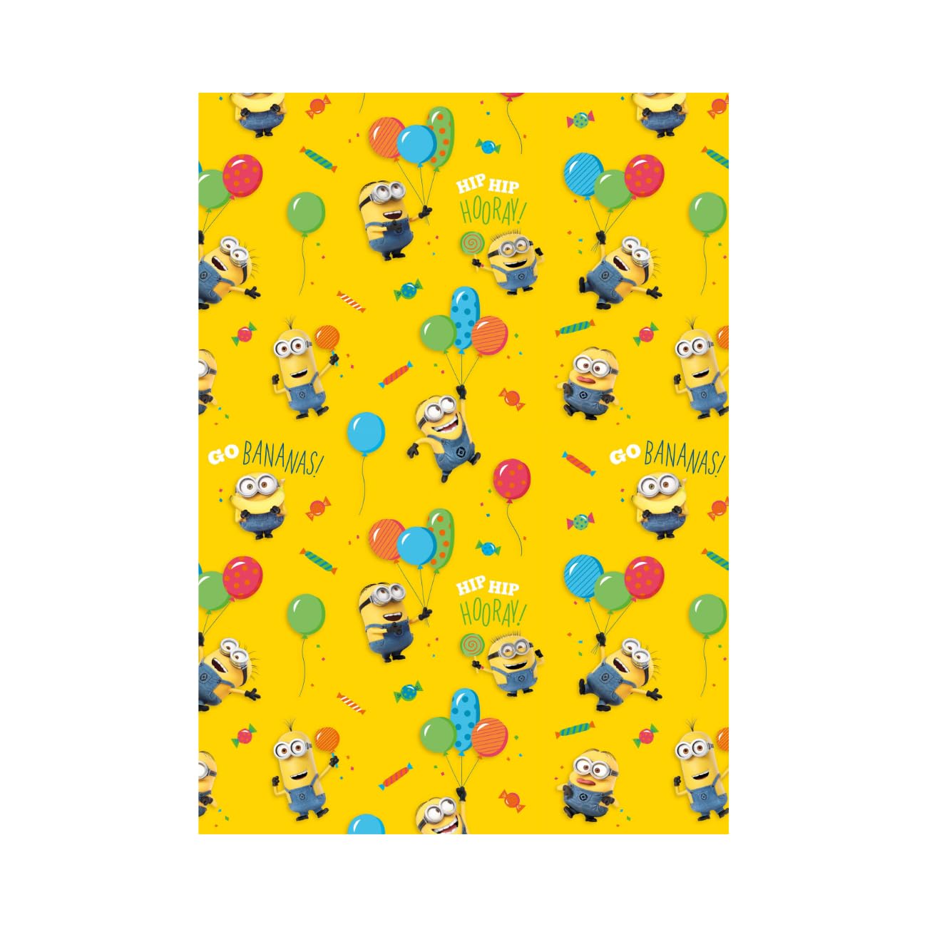 Minions Wrapping Paper, Gift Wrap Roll 2metres x 70 cm Opened. Despicable Me Officially Licensed Product, Responsibly Sourced, Multi-Colour